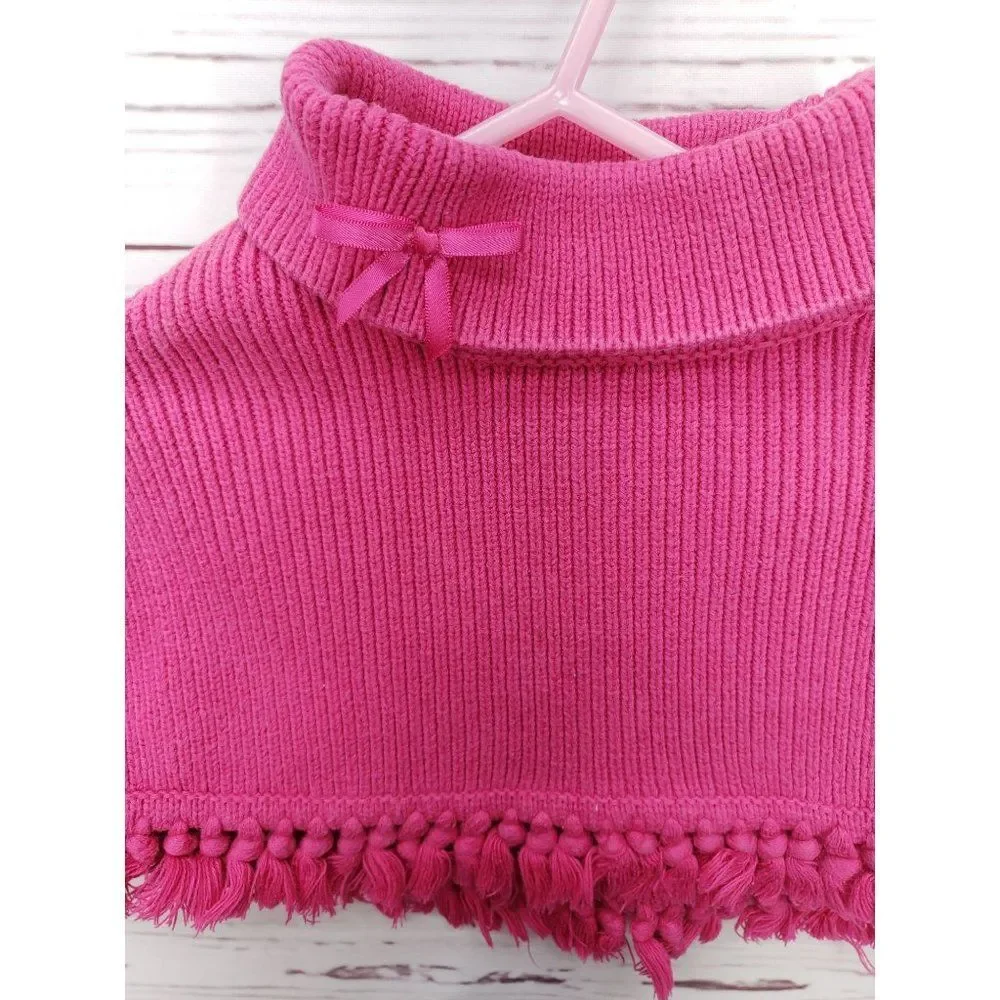 Gymboree 2004 Girls Pink Poncho Pom Pom Cover Sweater Size‎ 12 -18 Months